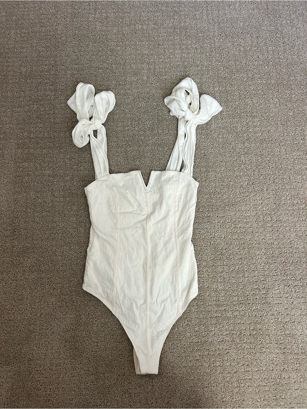 Free People Intimately White Tie-Shoulder One-Piece Bodysuit Size XS